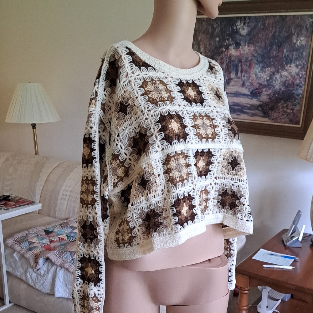 FLASH SALE AZ Crochet Patterned Sweater Oversized L